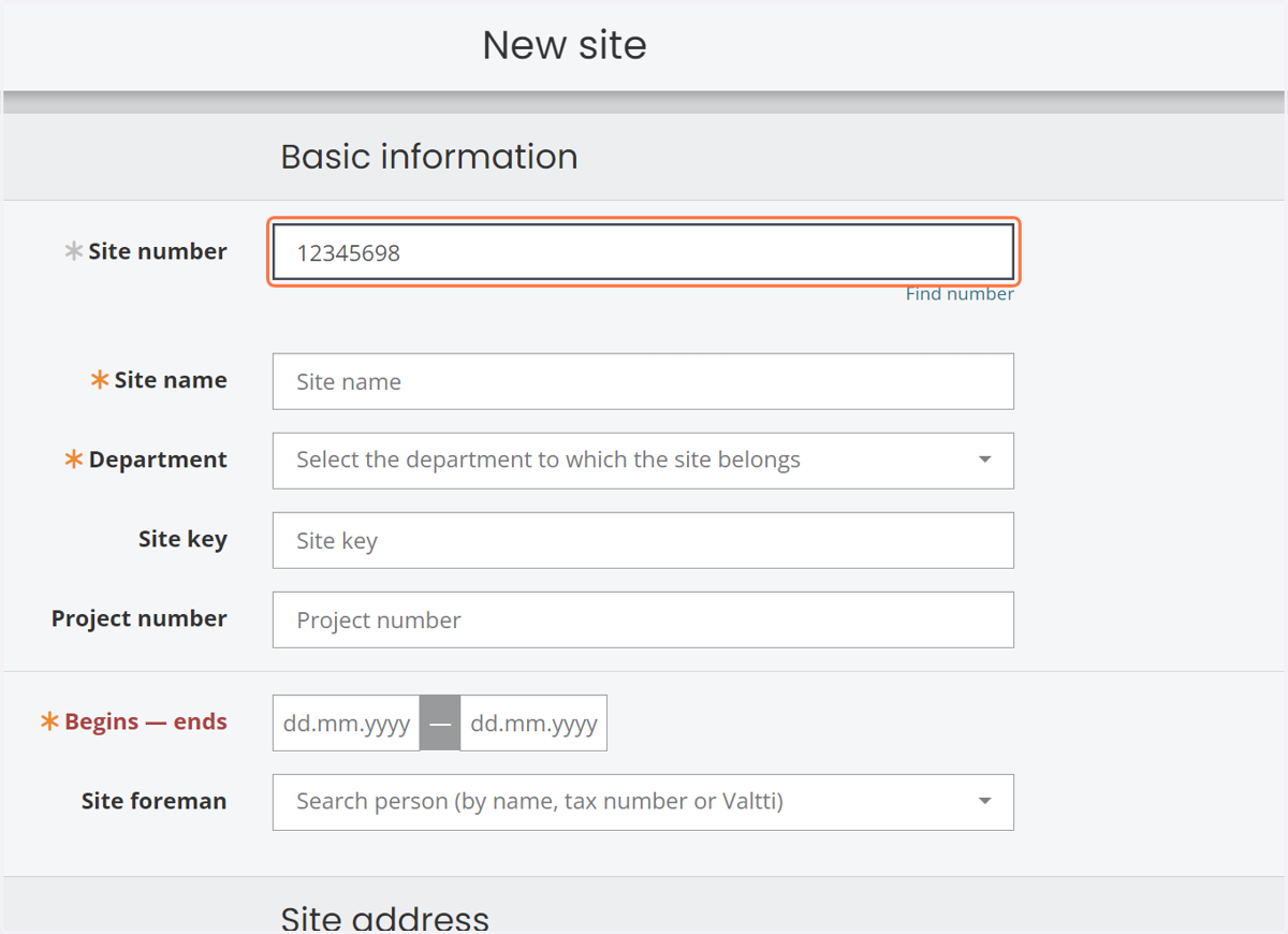 Add site number