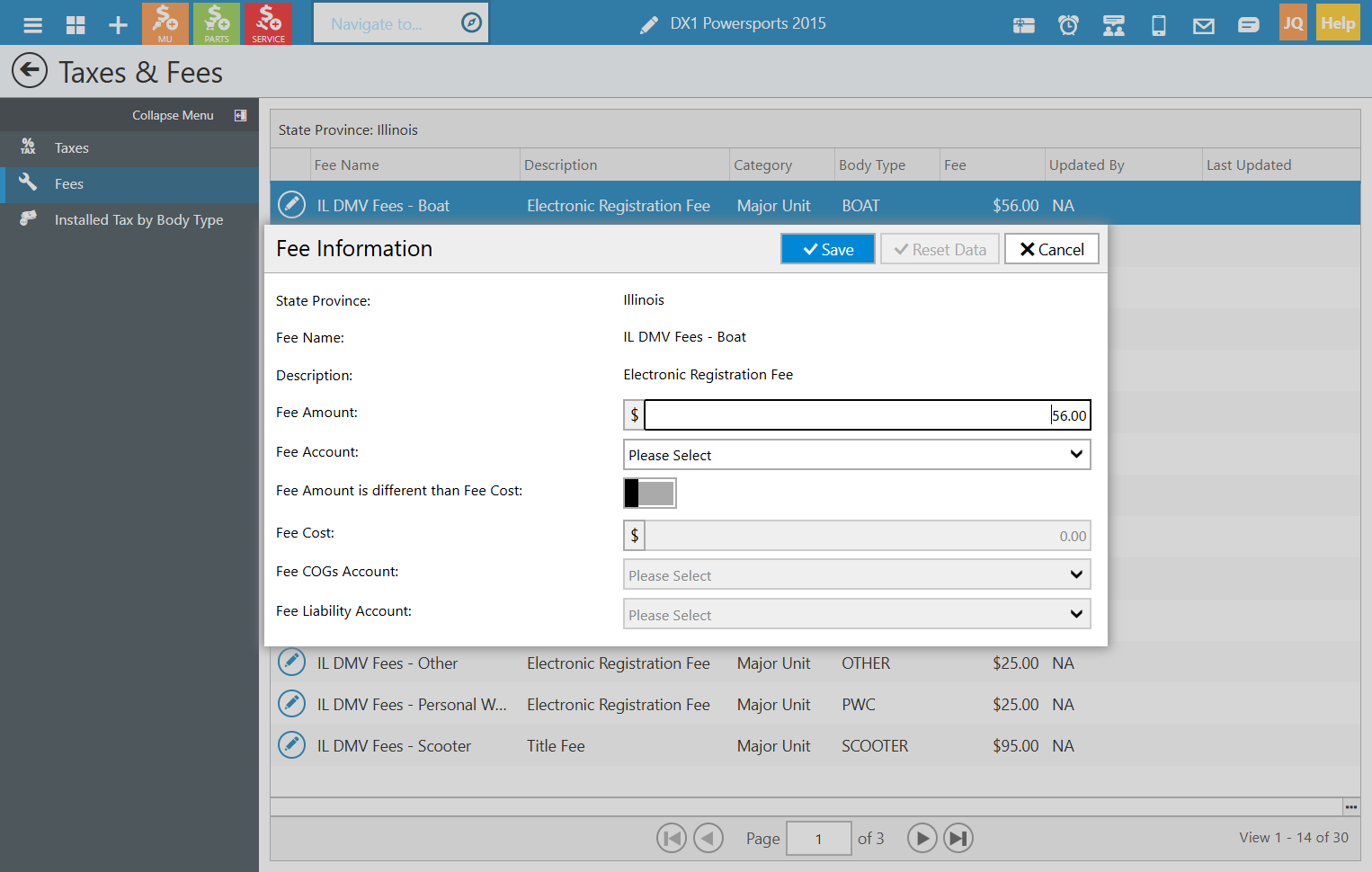 Click on Fee Amount field to set a new price