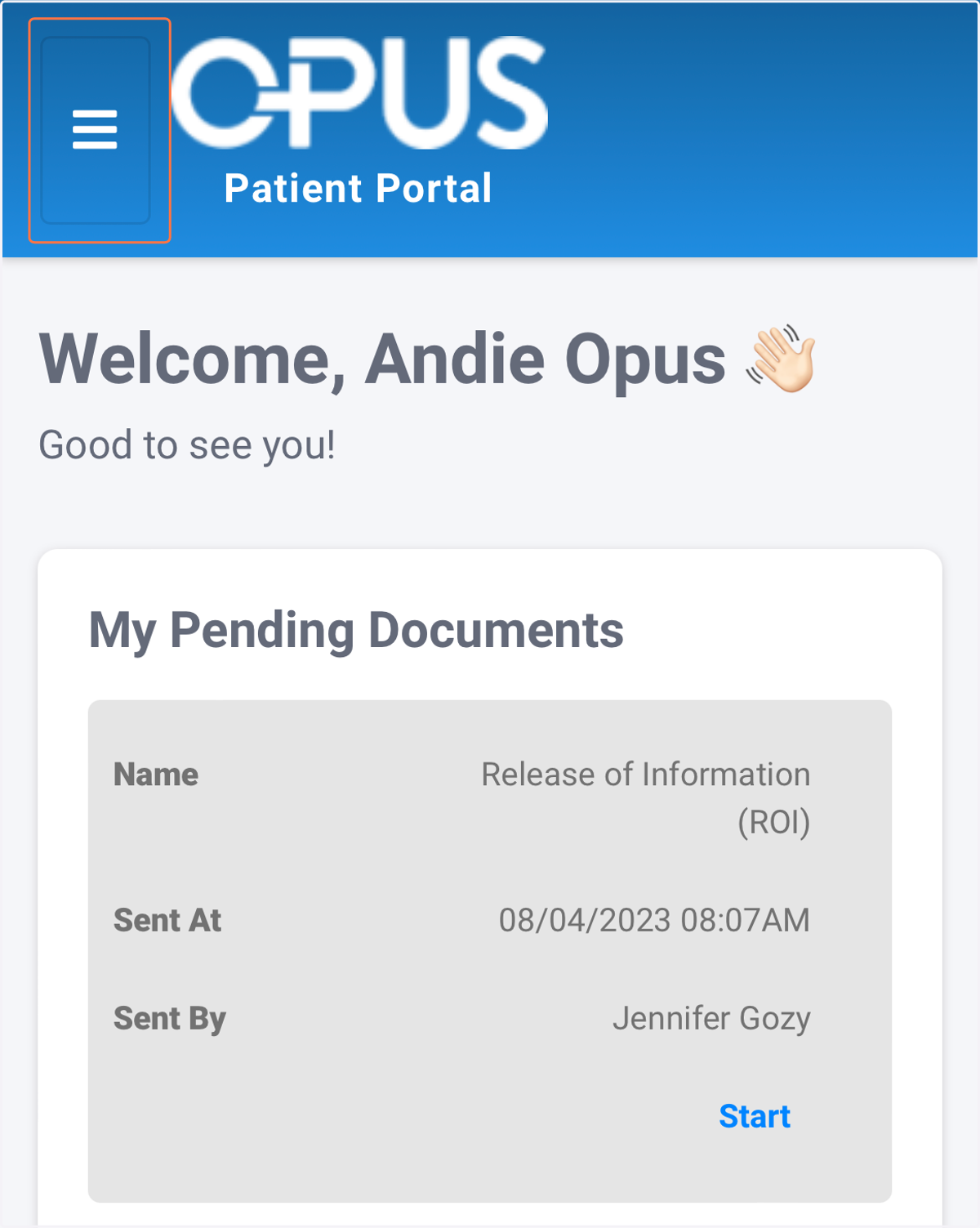 This will bring you into the portal. To switch the client you are viewing, click the menu box in the upper left corner of the screen.