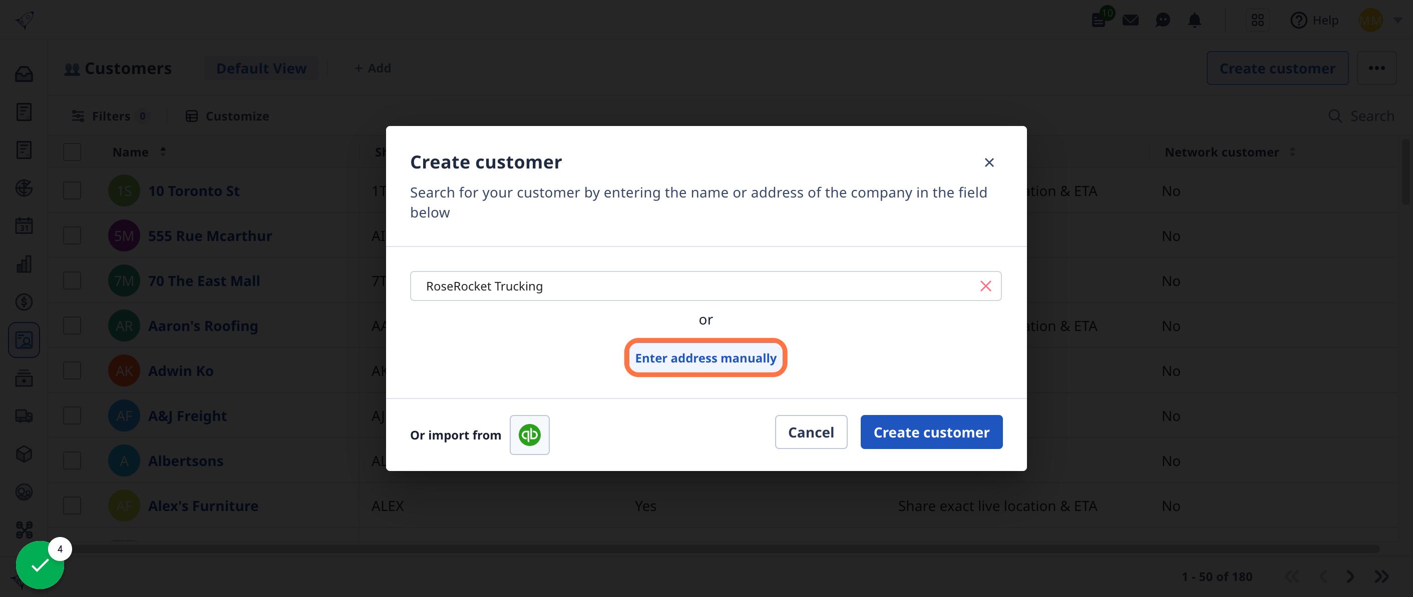 You can also choose to 'Enter address manually' to create the customer