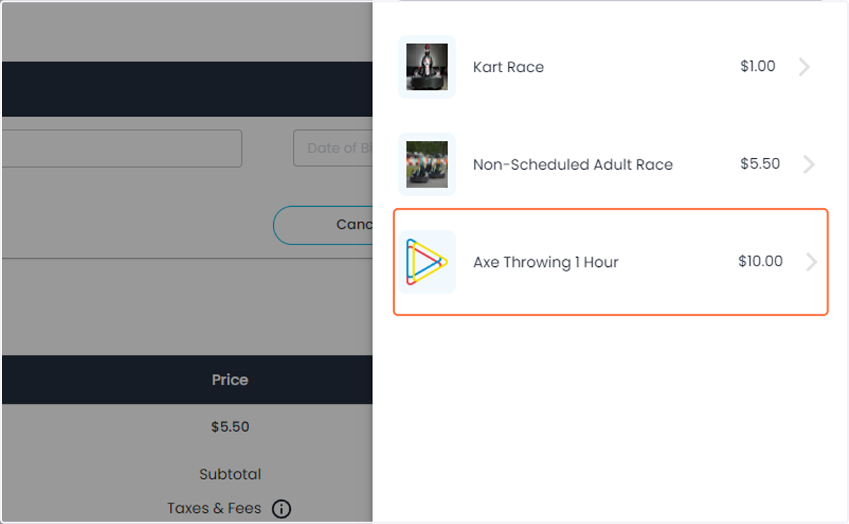 Select the item you would like to have added