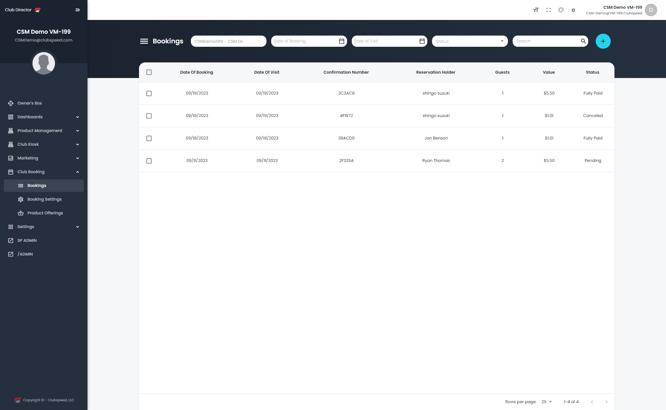 This will show you a list of all of your bookings (can search using the top bar)