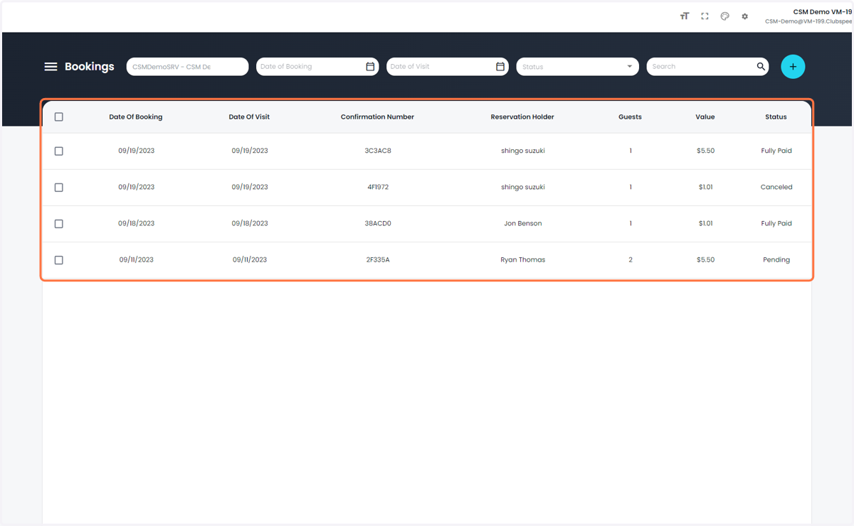 This will show you a list of all of your bookings (can search using the top bar)