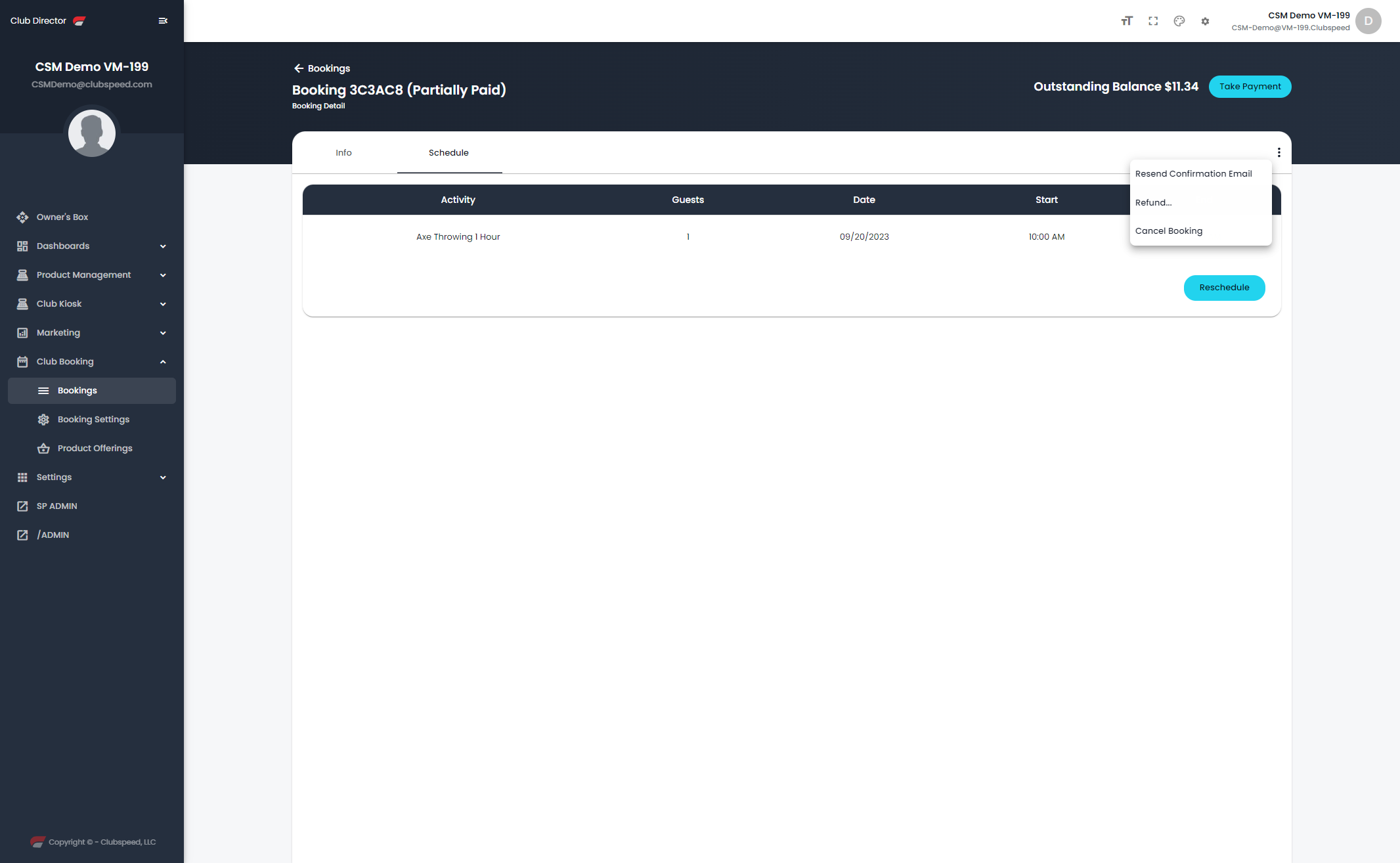 You can also resend confirmation emails, refund, or cancel a booking