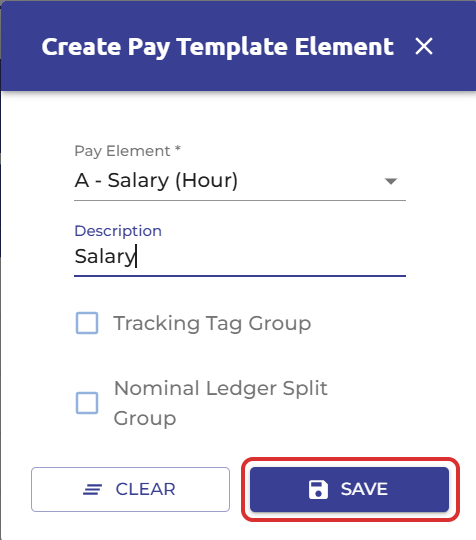 You can type in the description field if you wish for the pay element to appear differently in employee's payslips, or you can leave this blank and the system will default to the pay element name.