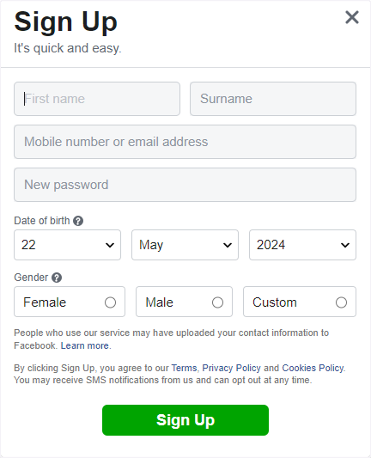 Complete your details and click on "Sign up" once done