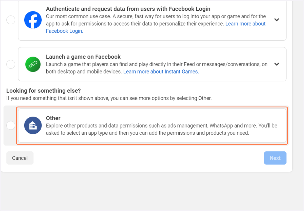 Click on "Other" for the use case