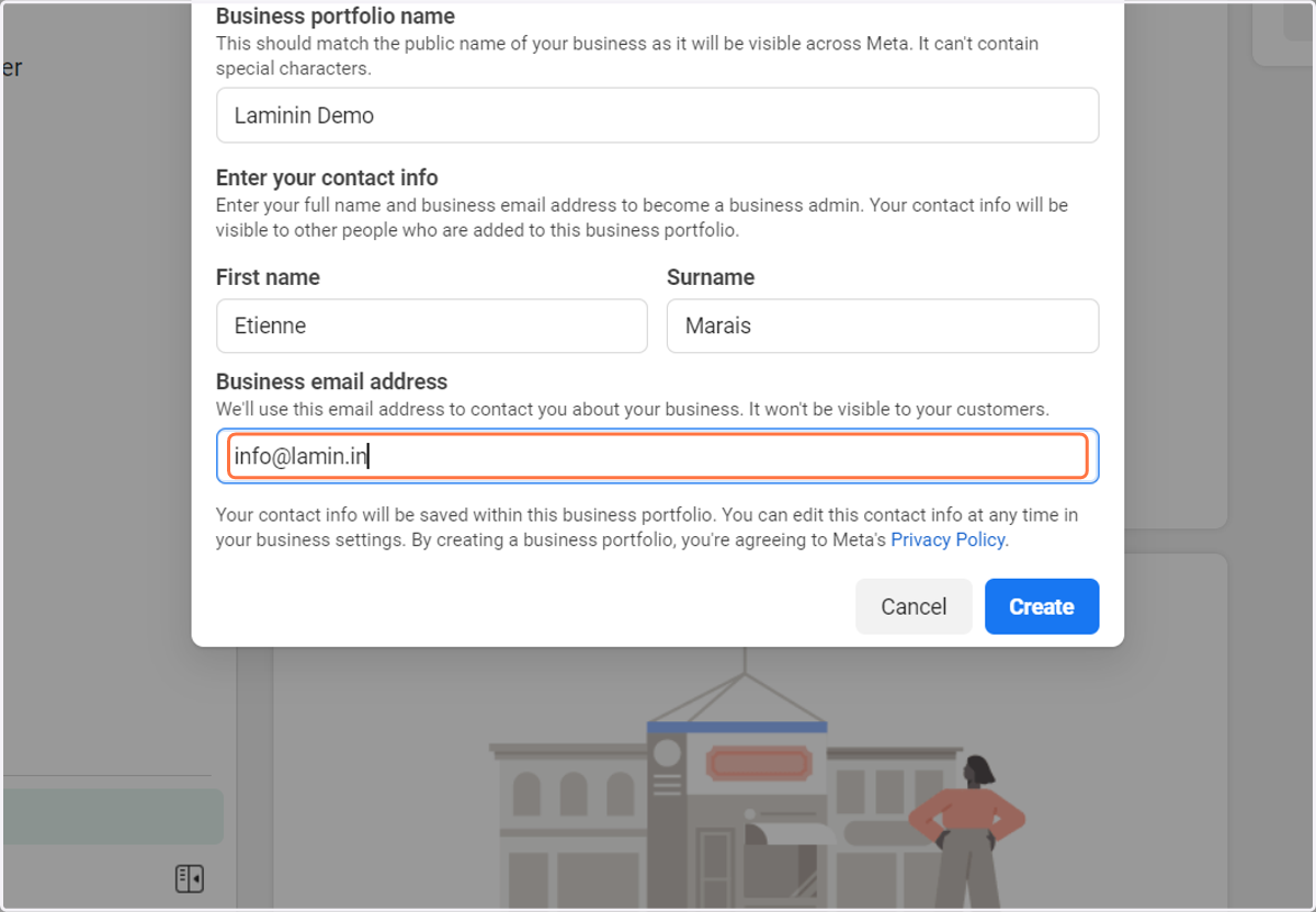 Type the Email Address of your Business Admin