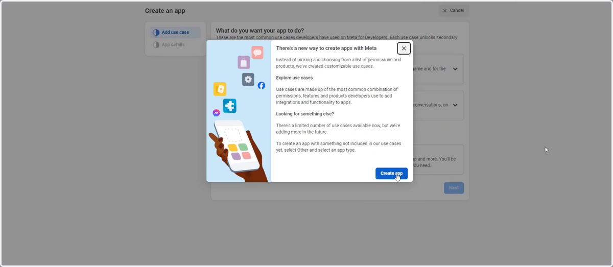 Click on "Create App"