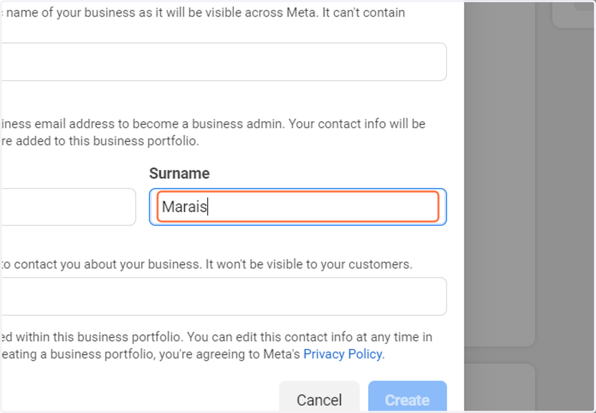Type the Surname of your Business Admin