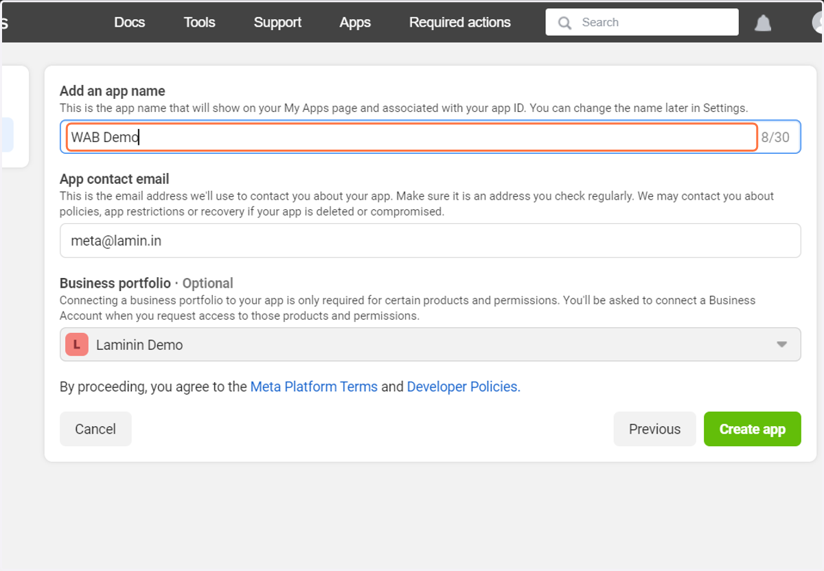Give your app a name and update the App contact email if you want to