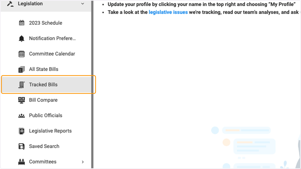 Click on Tracked Bills