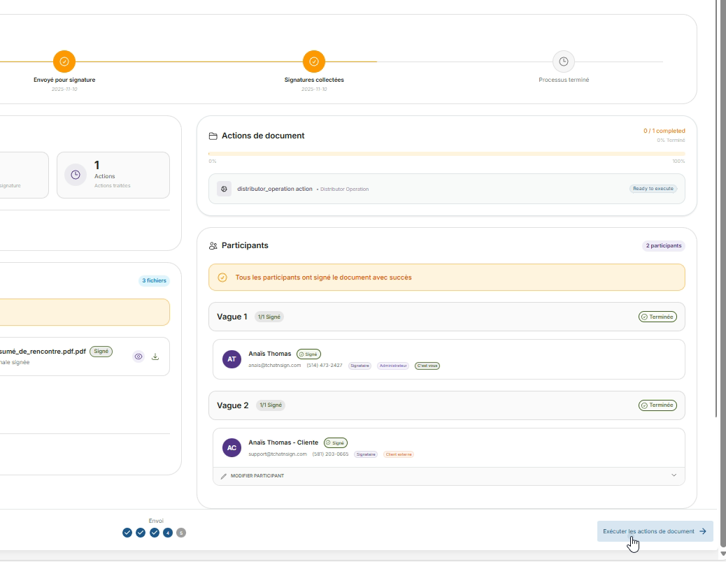 Cliquez sur Exécutez les actions de documents en bas à droite de votre écran