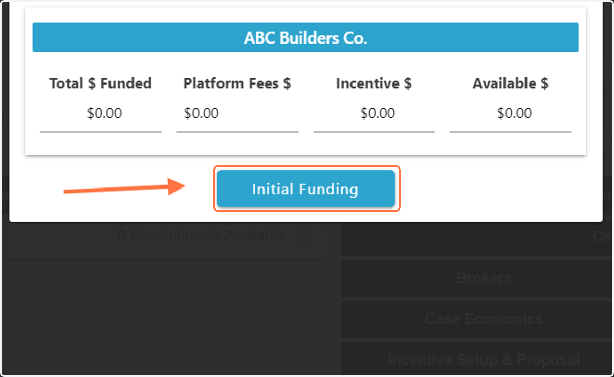 Then click on 'Initial Funding'