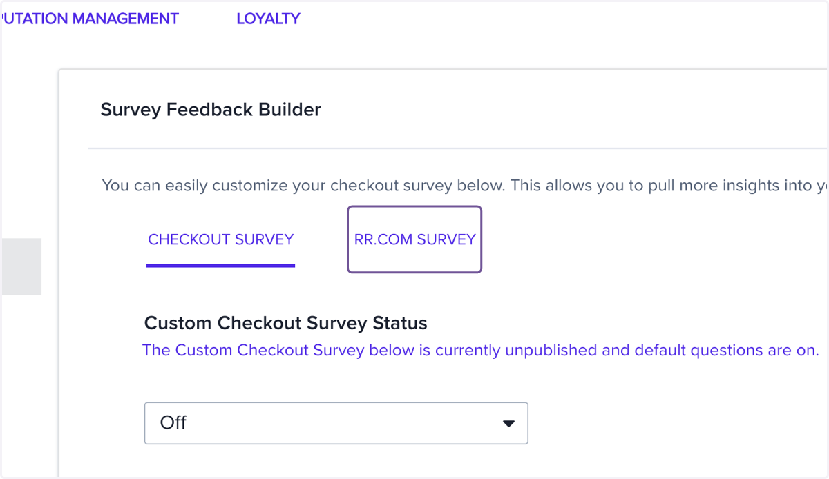 Click on RR.COM SURVEY