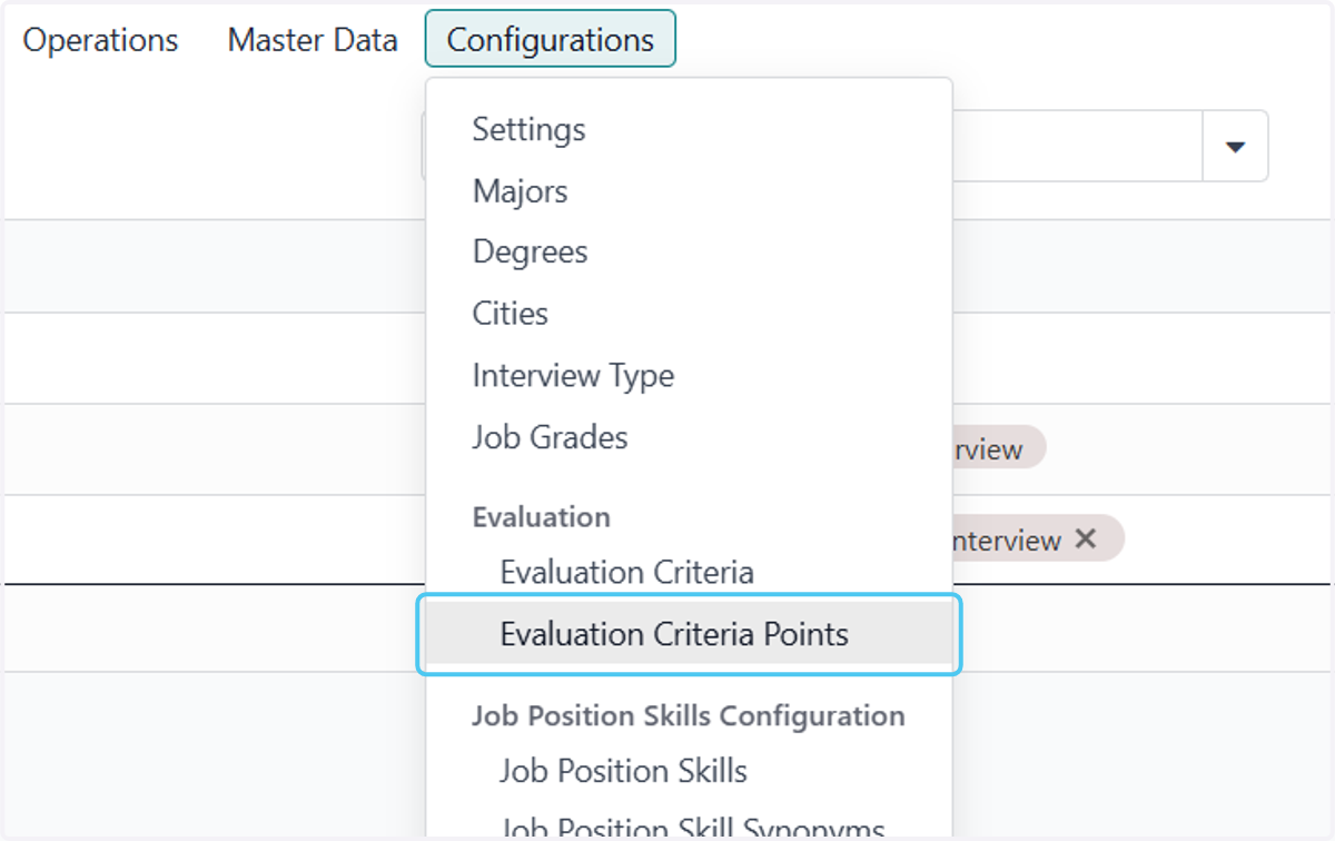 Click on Evaluation Criteria Points