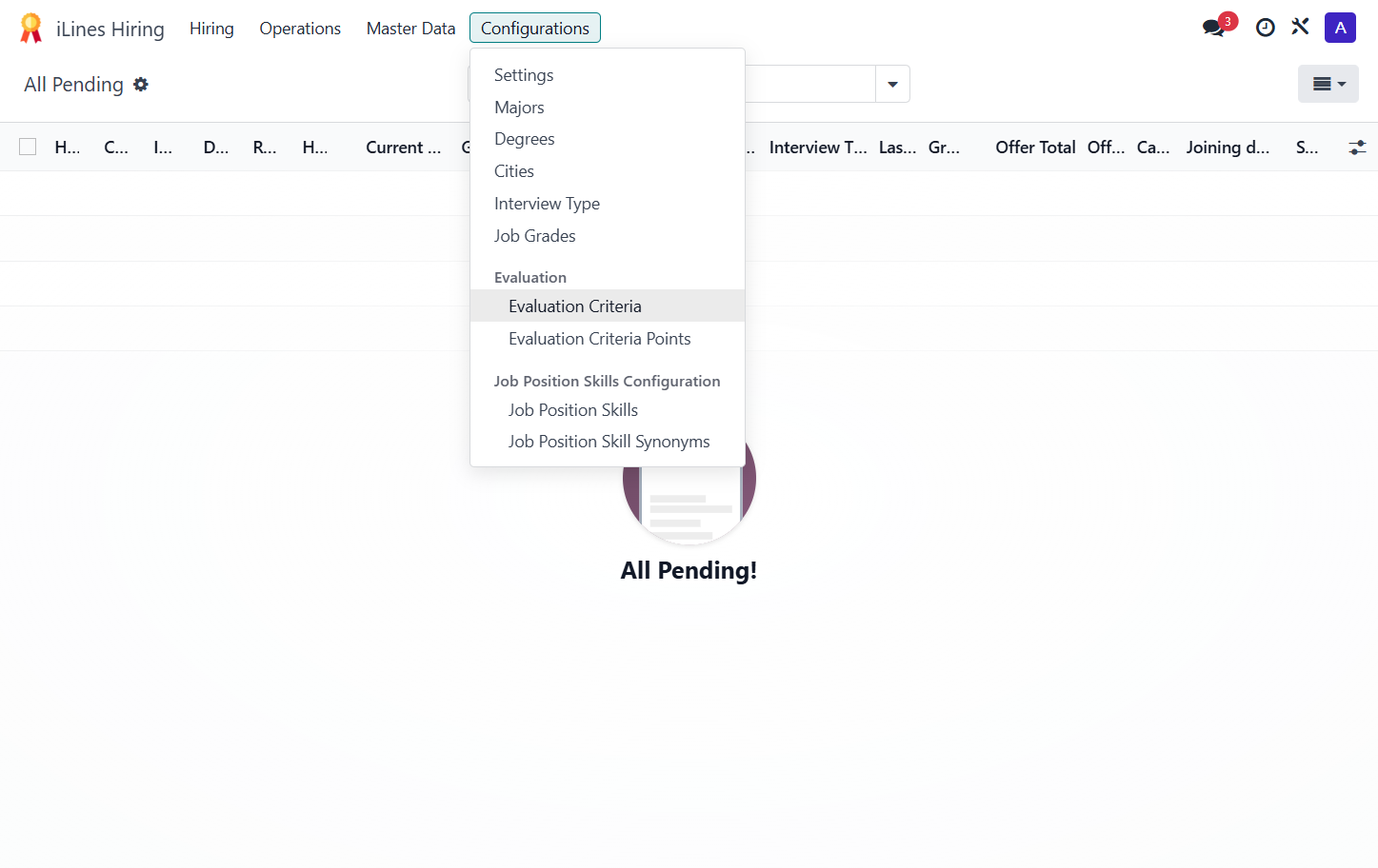 Click on Evaluation Criteria