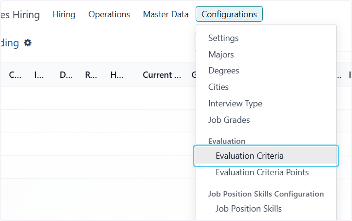 Click on Evaluation Criteria