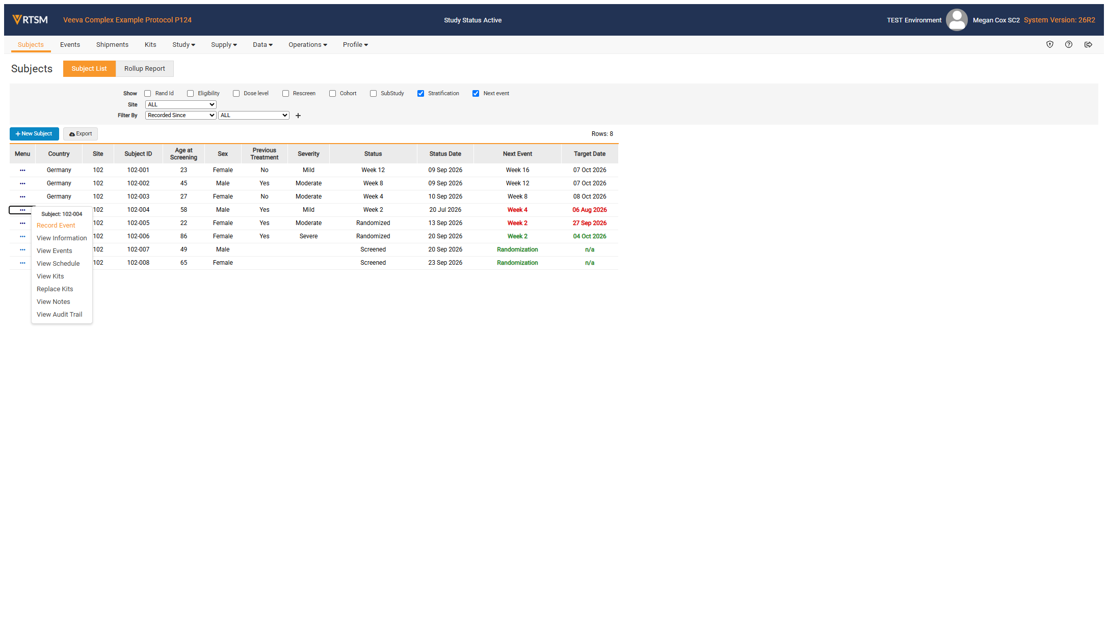 A. Click on Task Menu B. Click on Record Event