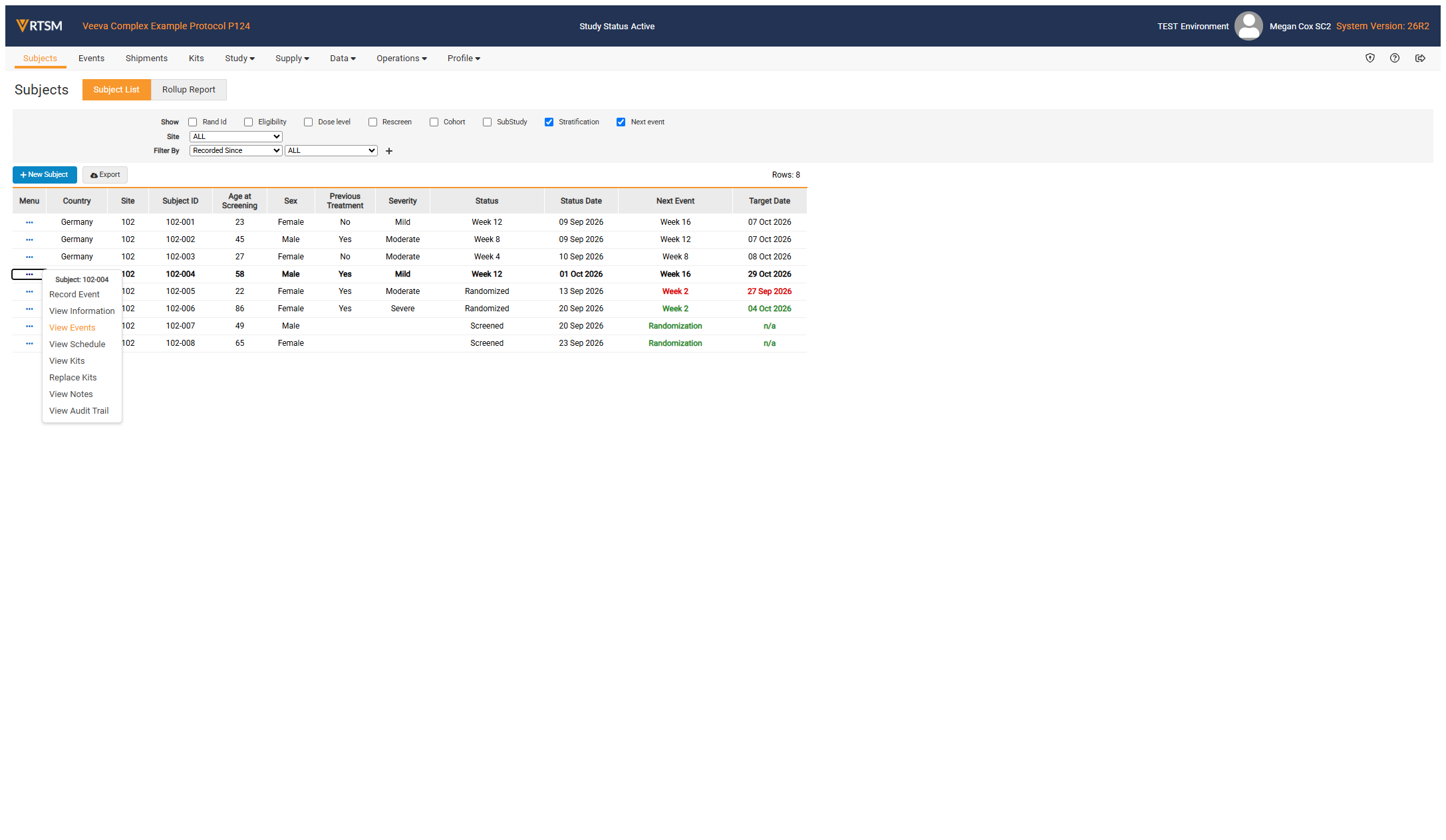 A. Click on Task Menu B. Click on View Events