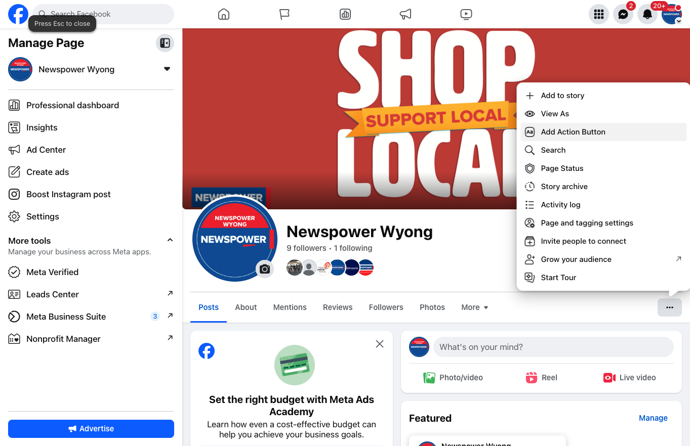 Click on Add Action Button