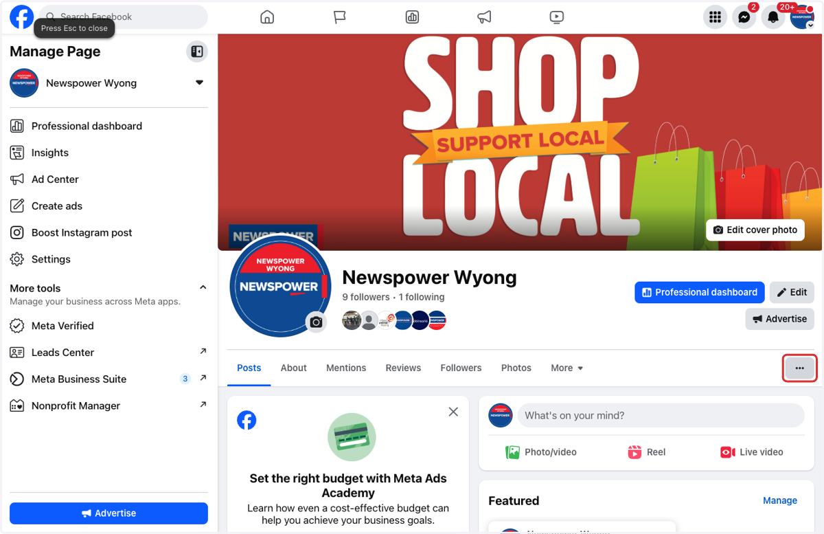 Click on the 3 dots under your banner