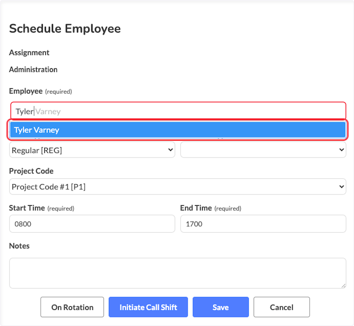 Type in a individuals name in the Employee box and select them when they appear. 