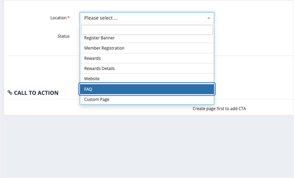 Select Location: FAQ