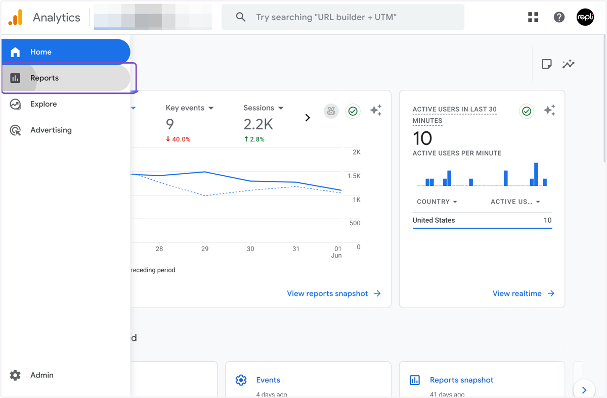 Click on Reports