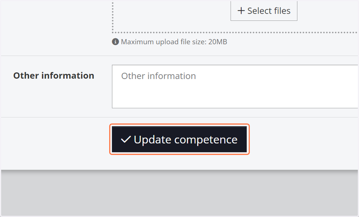Click on Update competence