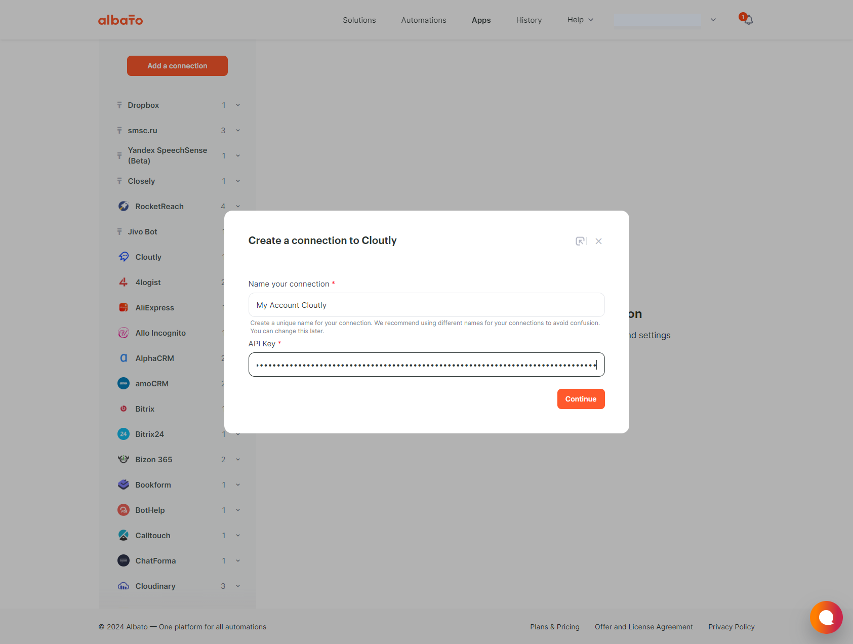 Inserting the copied API key