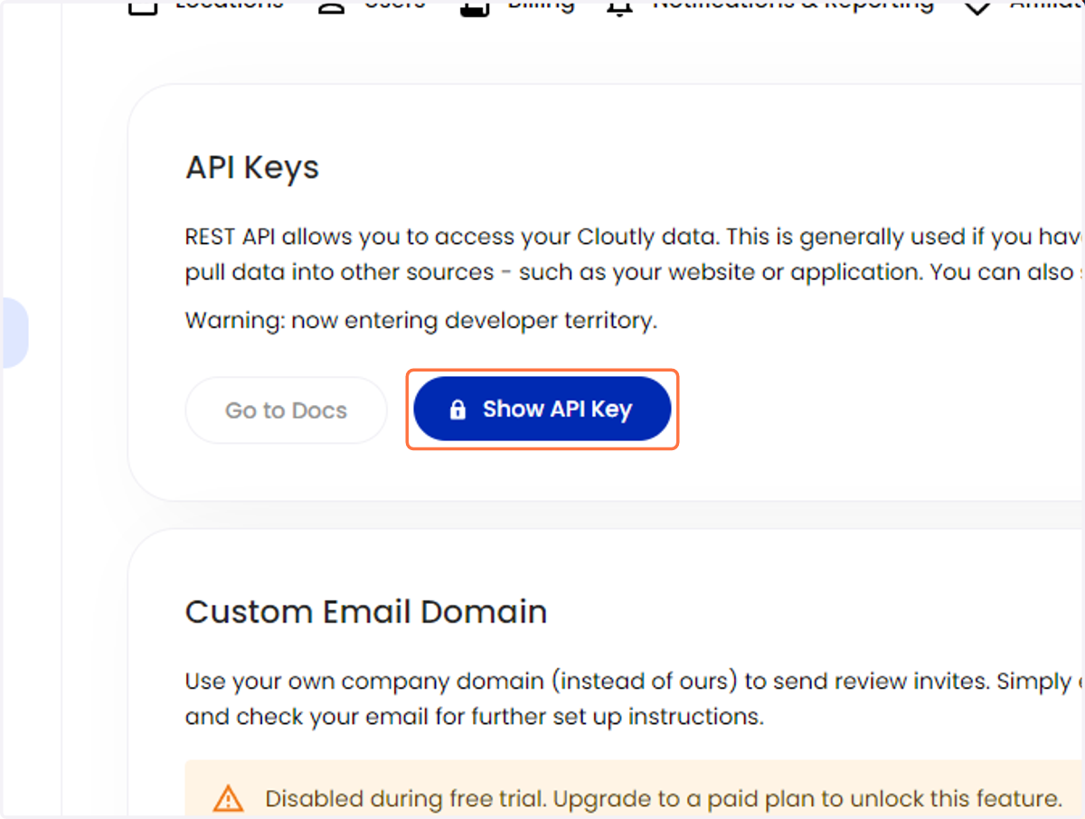 Click on Show API Key