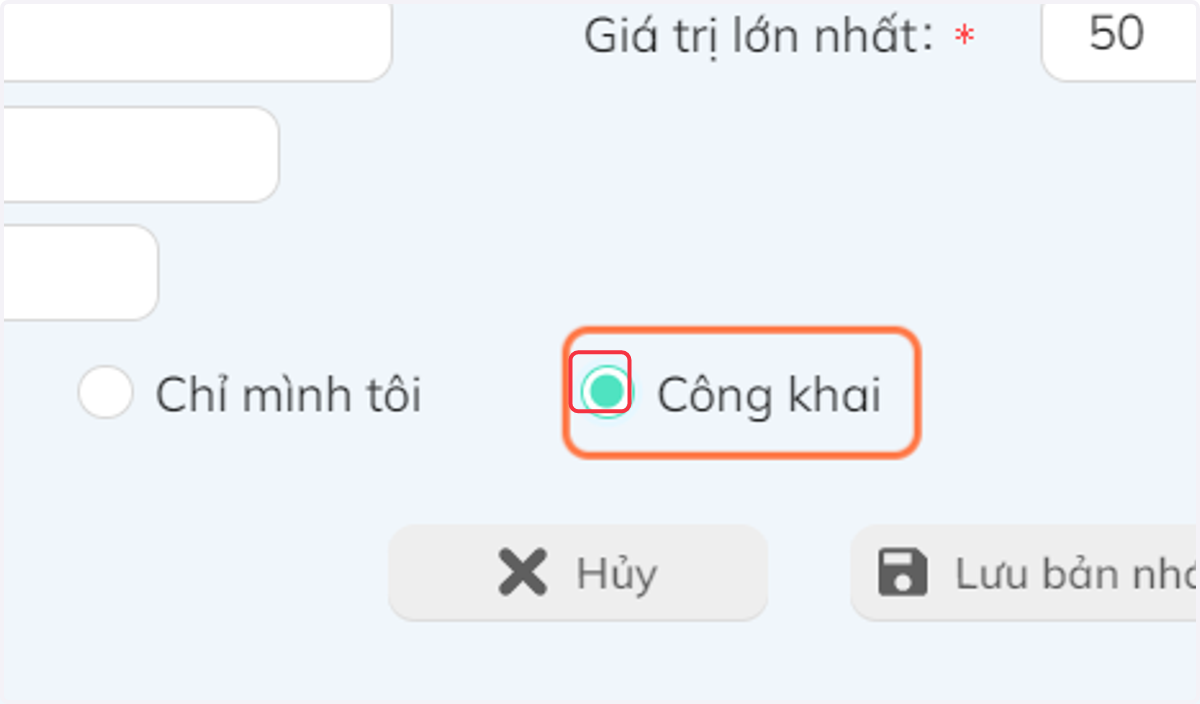Nhấn chọn "Công khai" để ai cũng thấy được câu hỏi