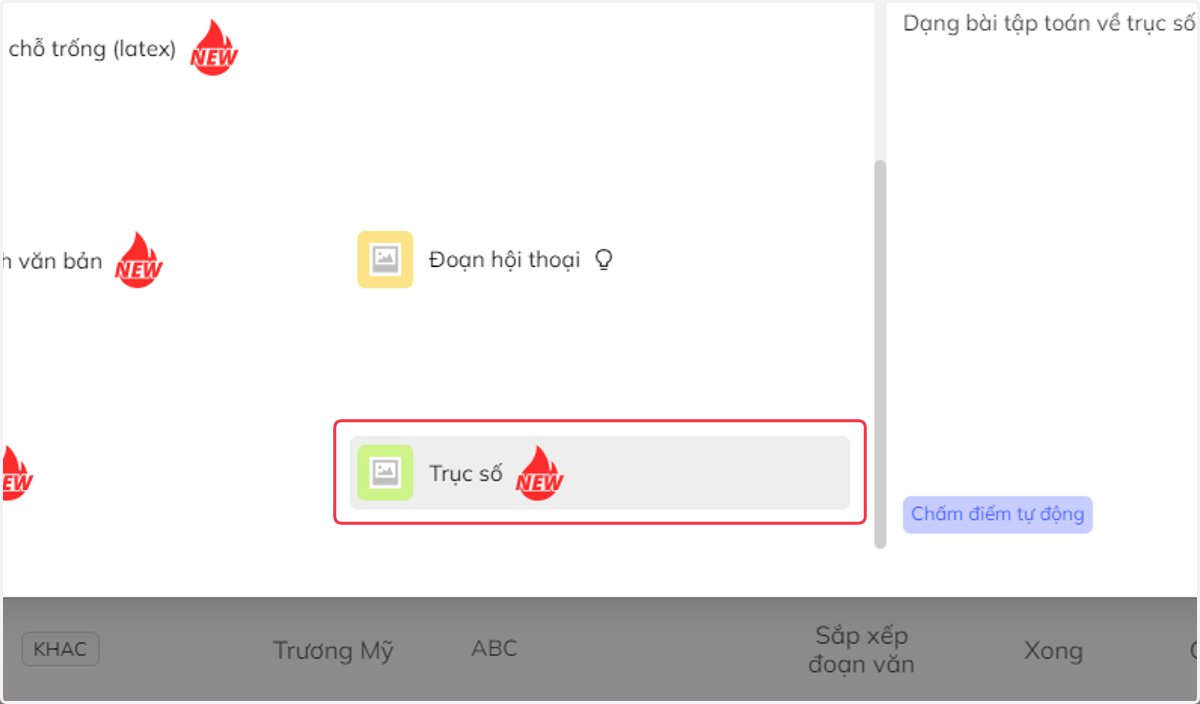 Nhấn chọn "Trục số"
