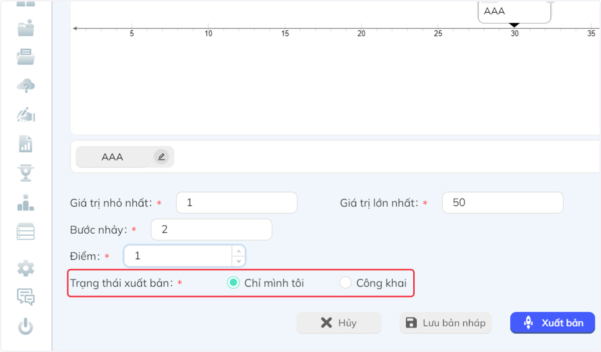 Tại thanh "Trạng thái xuất bản", chọn "Chỉ mình tôi" hoặc "Công khai"