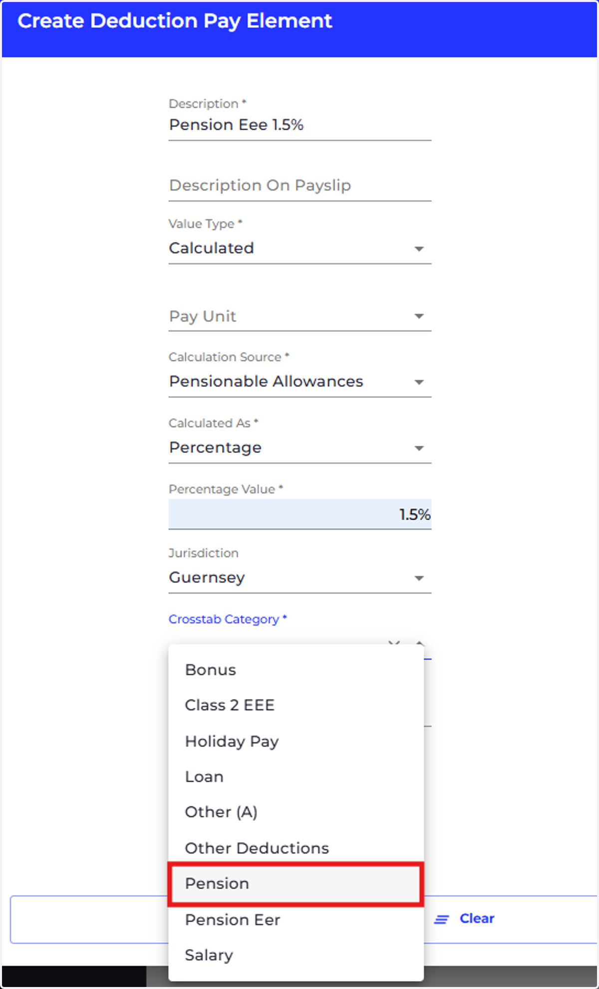 Choose a crosstab category