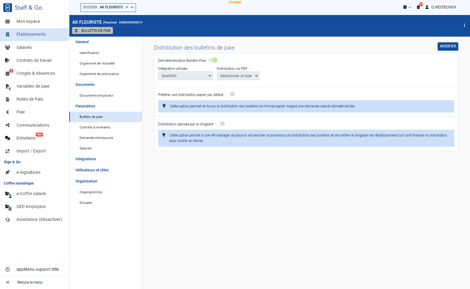 Cliquer sur "MODIFIER" en haut à droite