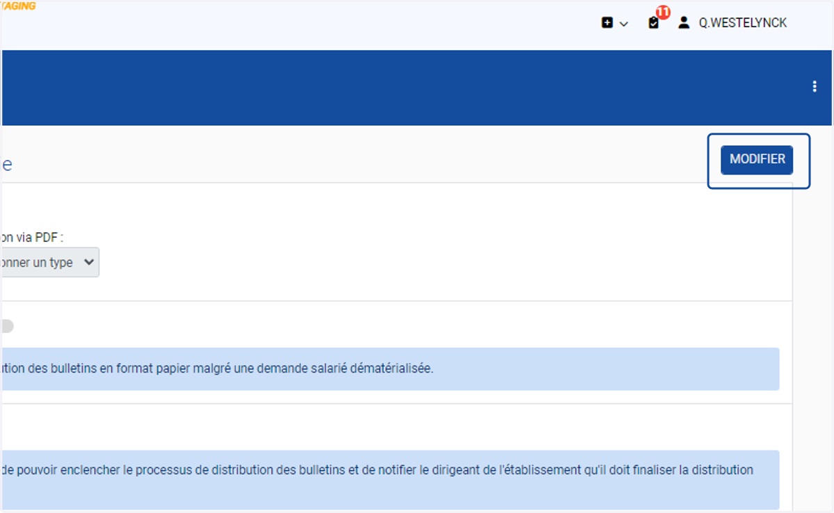 Cliquer sur "MODIFIER" en haut à droite
