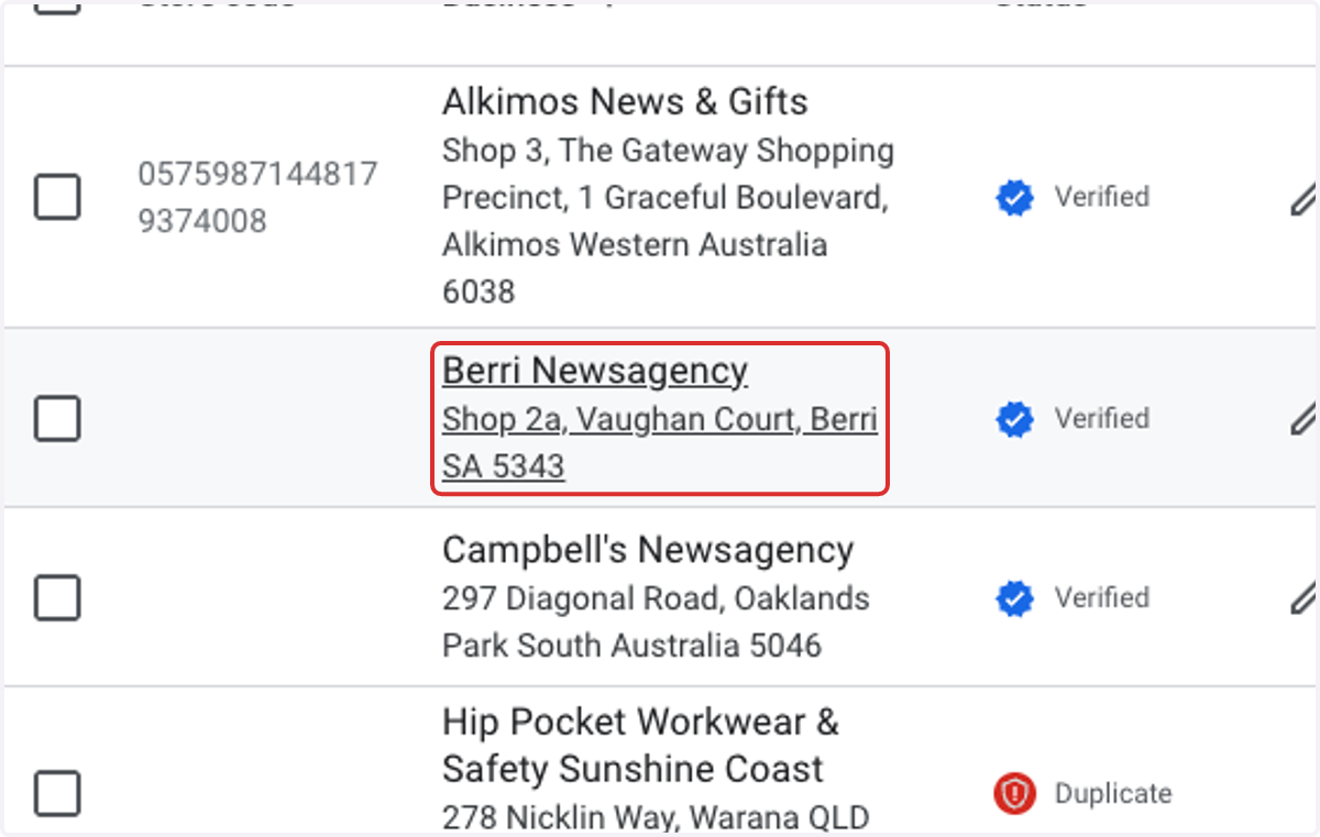 Select your business