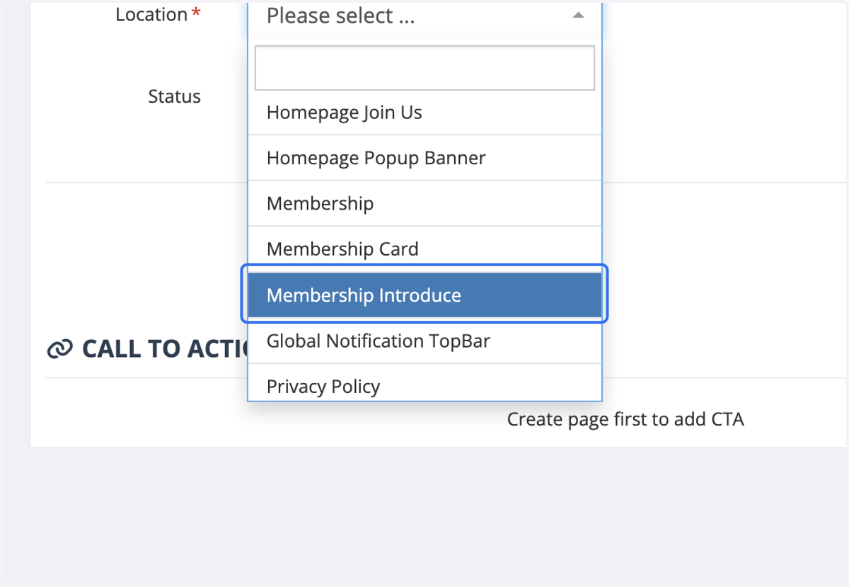 Click on Membership Introduce