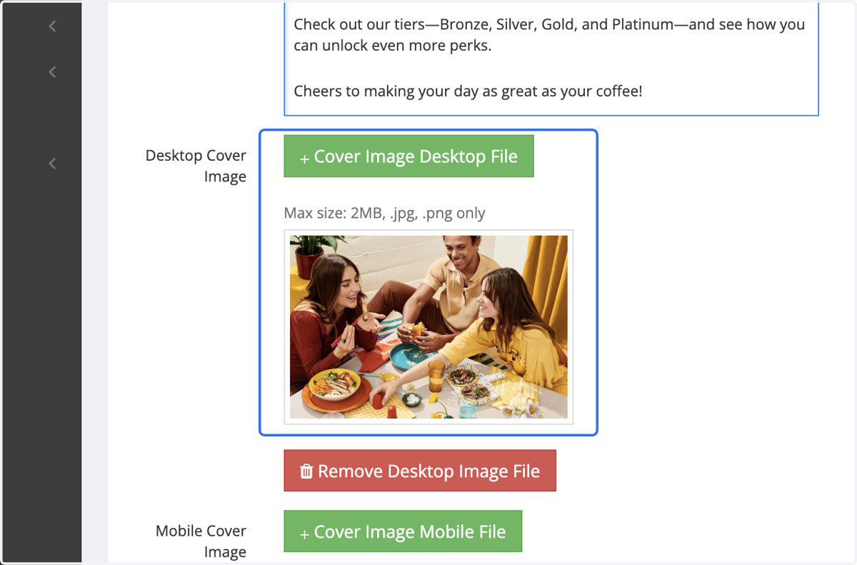 Upload Desktop Cover Image