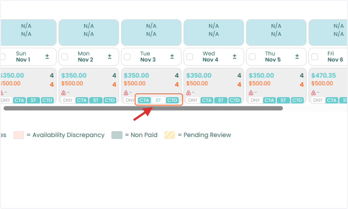 You can also apply these restrictions directly from the Tape Chart by clicking the CTA, CTD, or ST boxes.