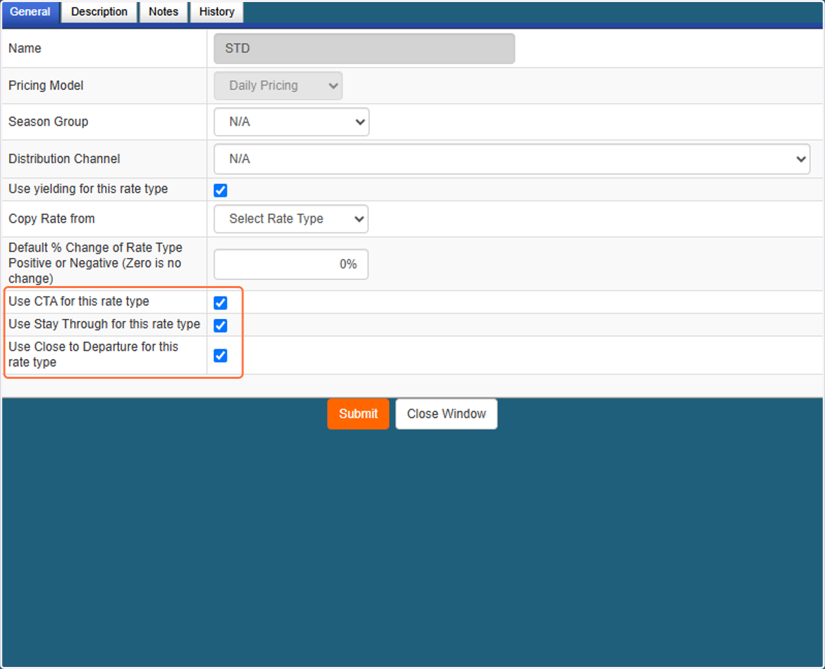 Ensure the three required stay restriction options are enabled.