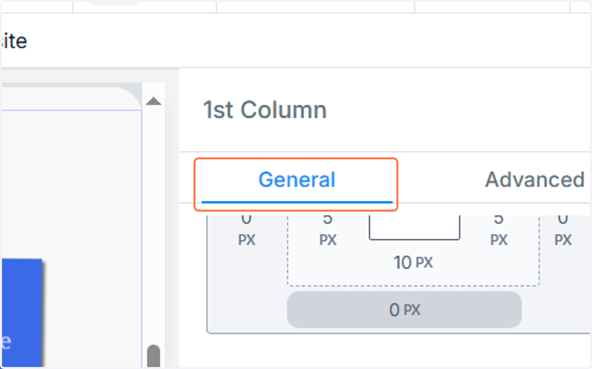 Click on General