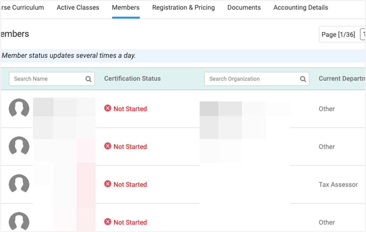Click on the filter icon to filter by status
