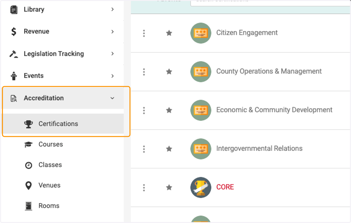 Click on Accreditation and Certifications