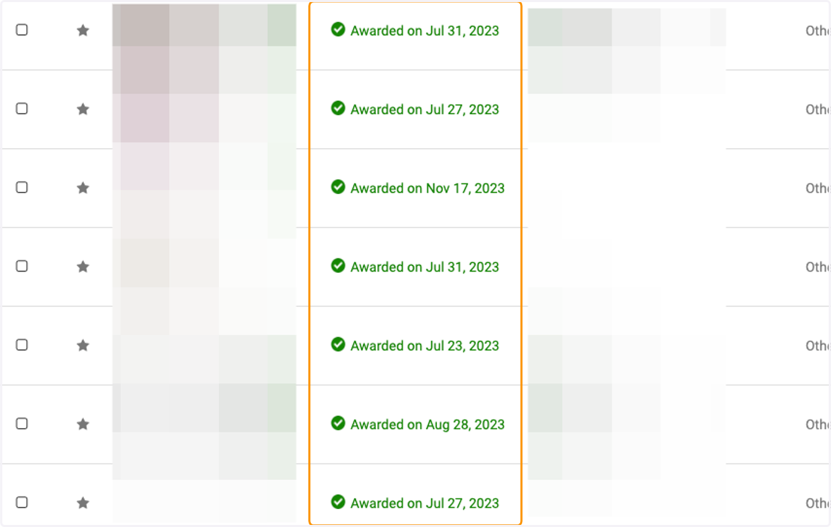 View the dates that the certification was awarded