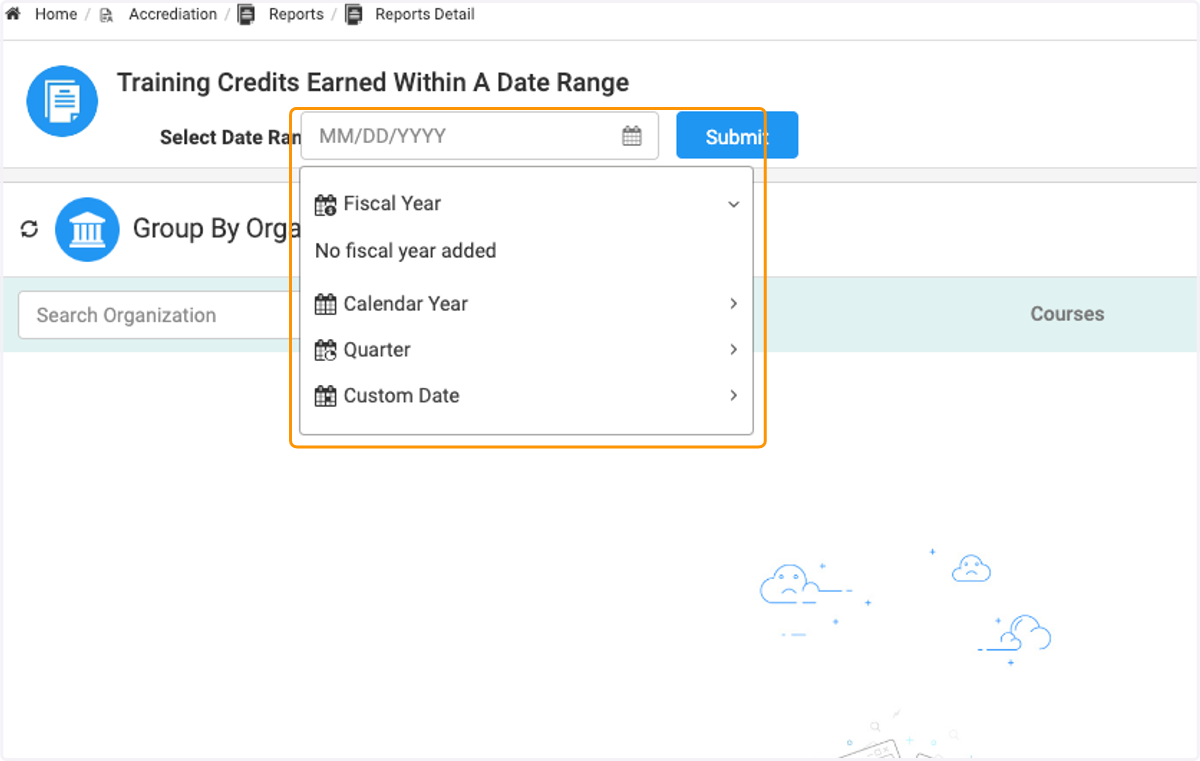 Click on preferred date range