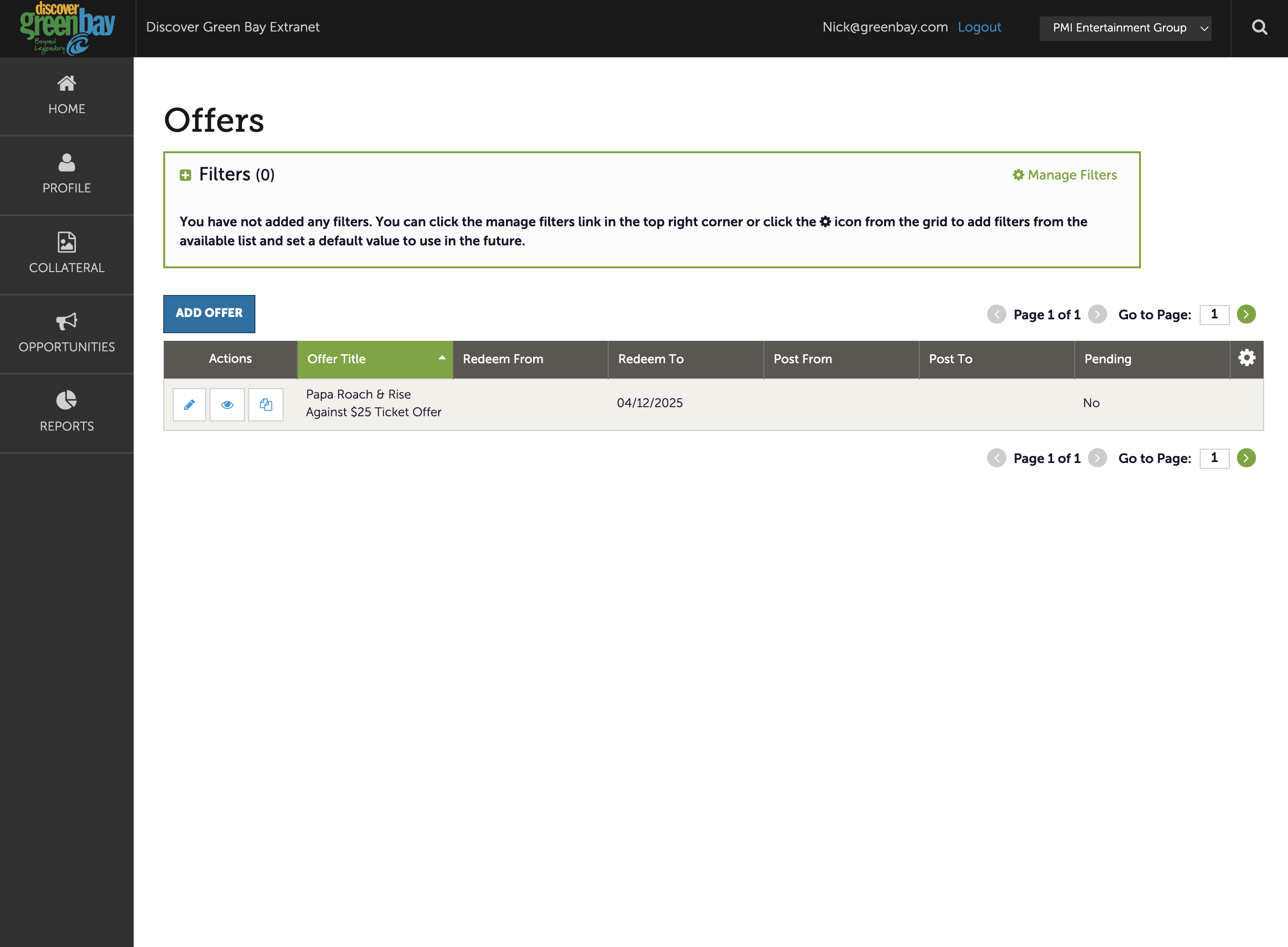 Click on ADD OFFER