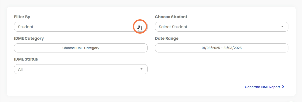 Untuk menapis sejarah amalan baik yang direkodkan kepada pilihan tertentu, pilih pilihan 'Filter By'.